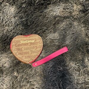 Juicy Couture Tan and Pink Heart Wristlet